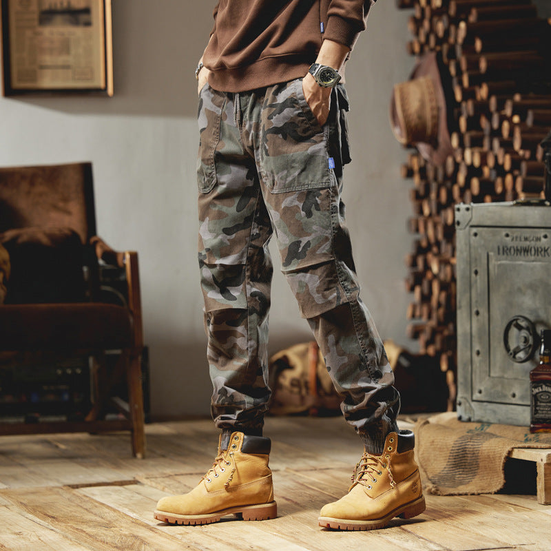 Herren Camouflage-Cargojogger aus robustem Ripstop mit Tunnelzugbund, Kniefalten und elastischen Bündchen Mune Fashion