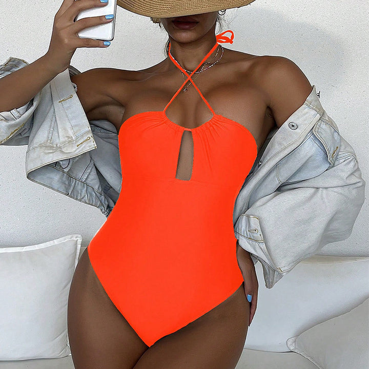 Women’s one-piece swimsuit with deep V-neckline and wrap-around straps Mune Fashion