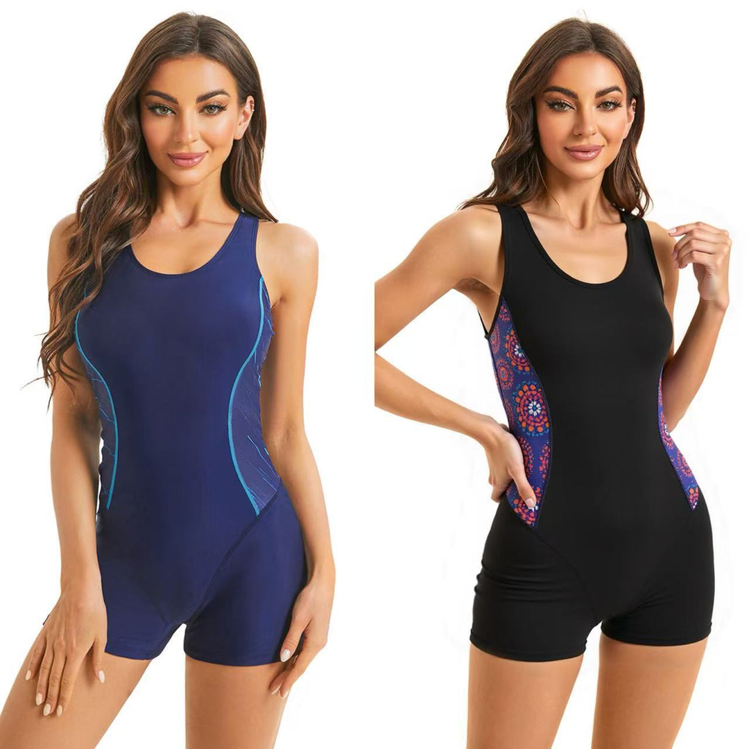 Women's Sporty One-Piece with Floral Design Mune Fashion