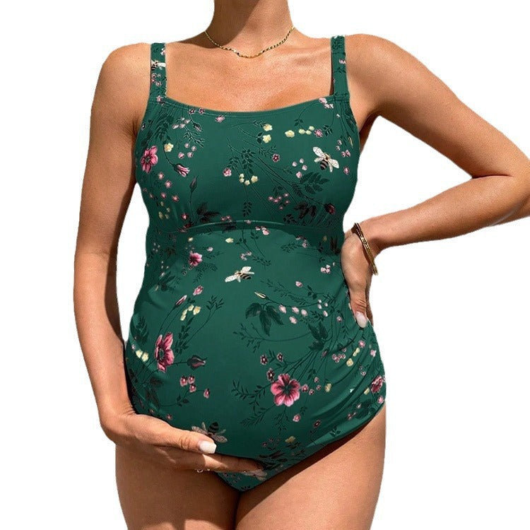 Women’s Maternity Swimsuit with Decorative Floral Pattern Mune Fashion