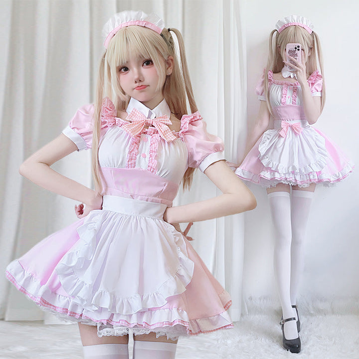 Women’s Maid Dress with Ruffle Details and Bow Mune Fashion