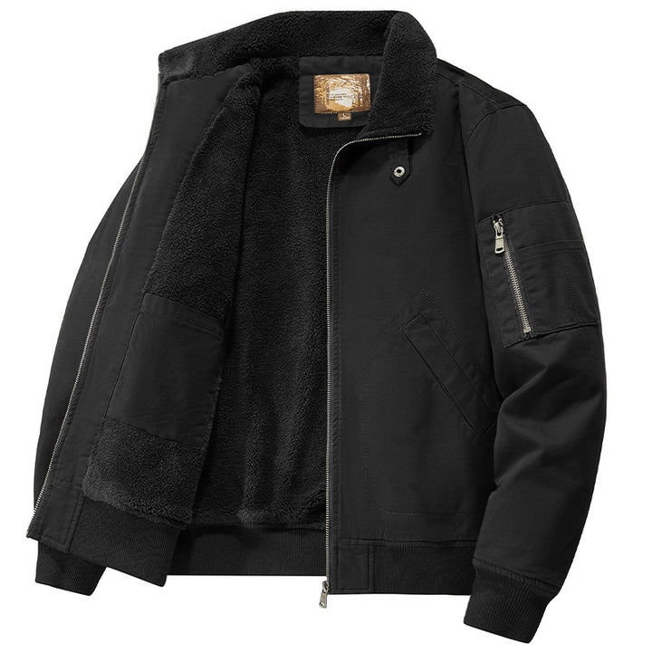 Men's teddy-lined pilot bomber jacket with sherpa lining and arm pocket Mune Fashion