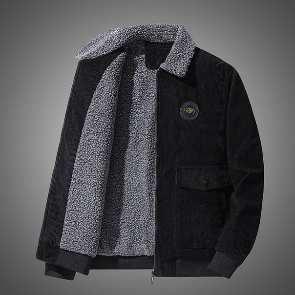 Men's padded cord jacket with Sherpa lining, zipper and patch flap pockets Mune Fashion