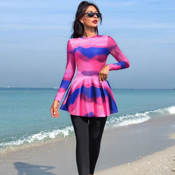 Women's Sporty UV Protection Swimsuit with Wide Skirt Mune Fashion
