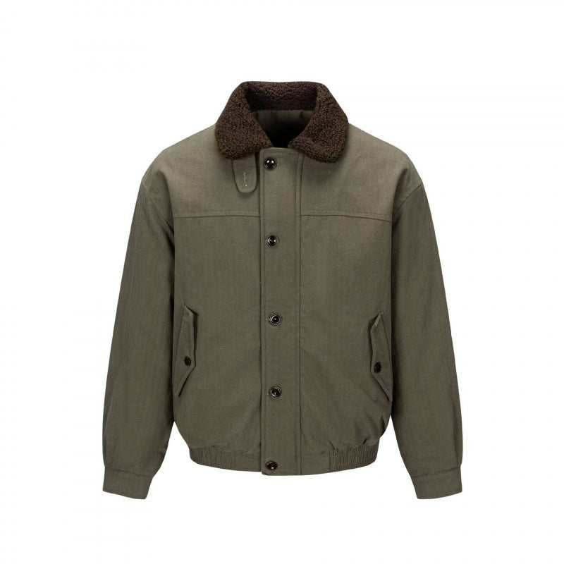 Men's short-cut blouson jacket in field style with teddy collar and flap pockets Mune Fashion