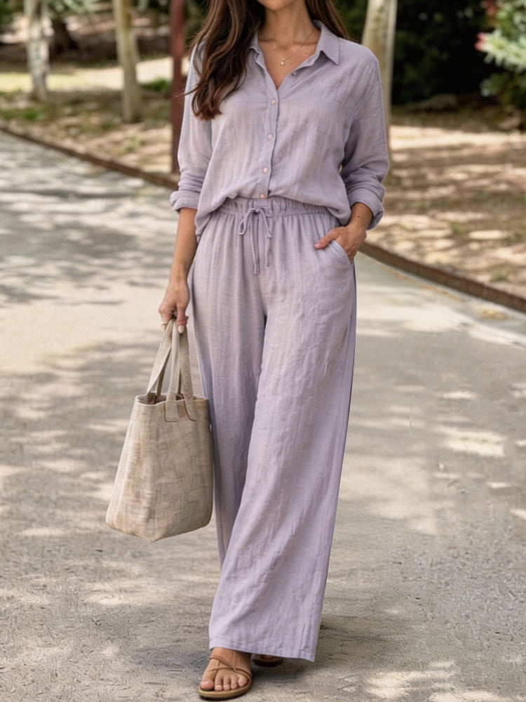 Ladies Lightweight and Comfortable Summer Blouse with Wide Pants Mune Fashion