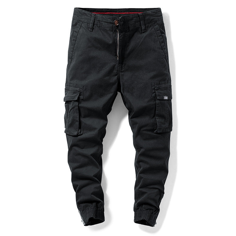Herren Cargo-Jogginghose mit elastischem Saum, verstärkten Klappentaschen und Canvas‑Optik Mune Fashion