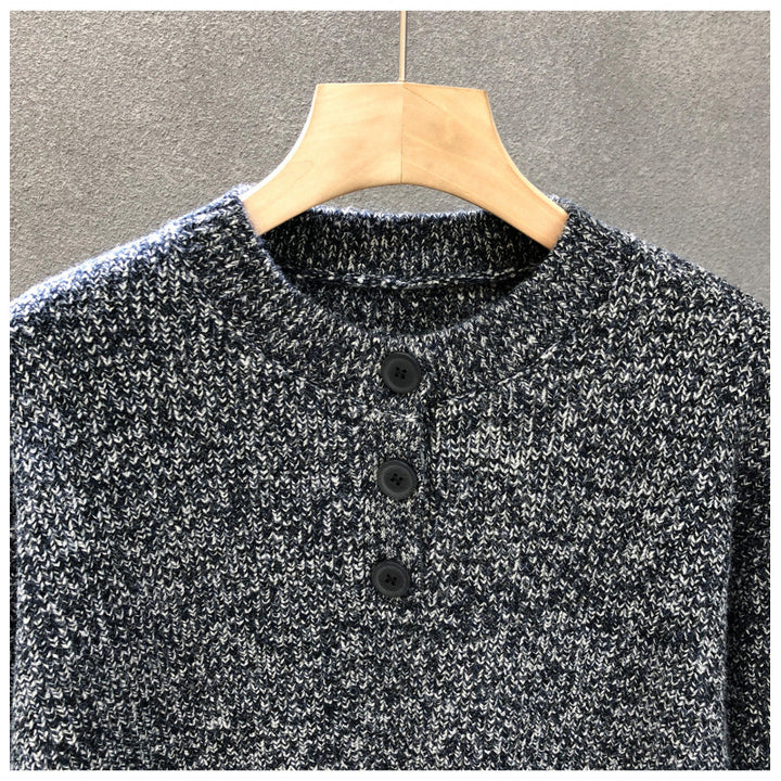 Men's Comfortable Ribbed Half-Button Sweater with Crew Neck and Casual Fit Mune Fashion