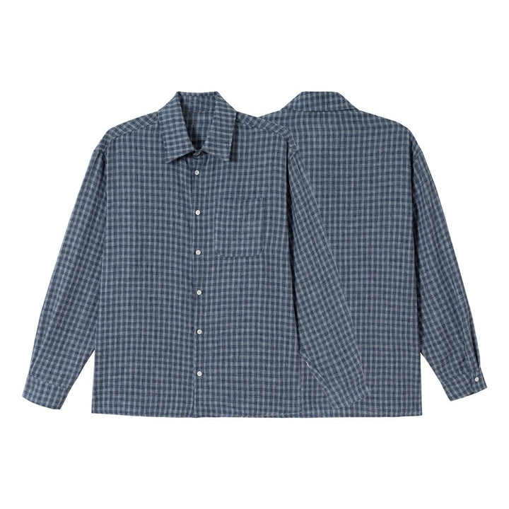 Men's Boxy Check Overshirt with boxy cut, chest pocket and light flannel texture Mune Fashion