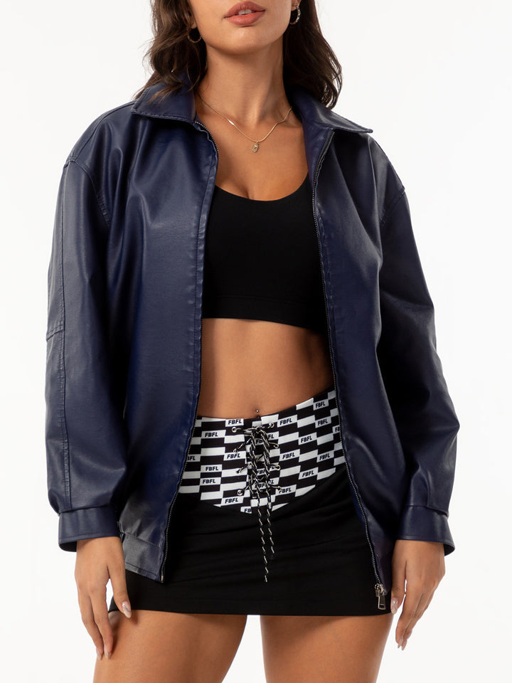 Women nan light satin bomber jacket with zipper and loose fit Mune Fashion