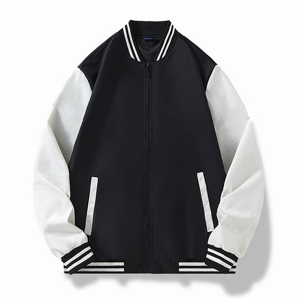 Herren College-Bomberjacke im Varsity-Stil mit kontrastierenden Ärmeln und gerippten Saumbündchen Mune Fashion