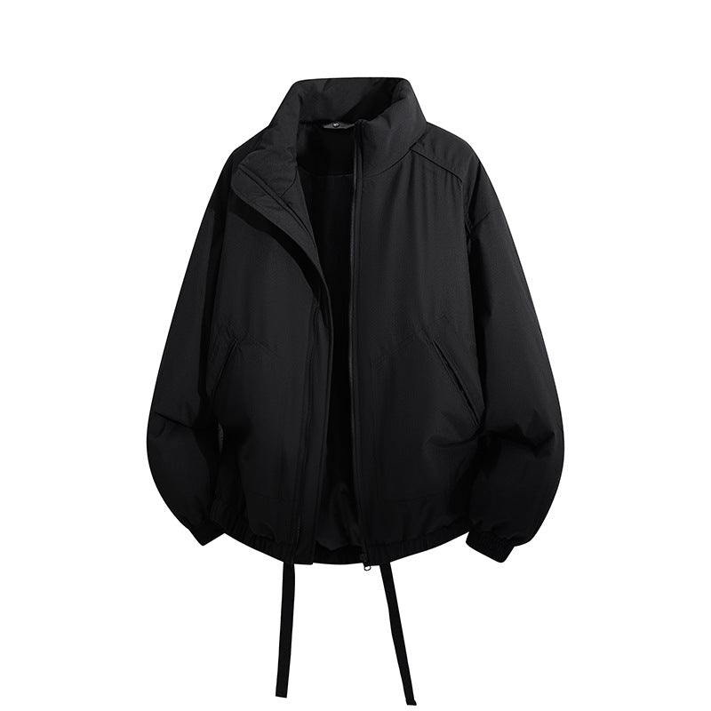 Men's Oversized Windbreaker Bomber Jacket with Drawstring and Stand-Up Collar Mune Fashion
