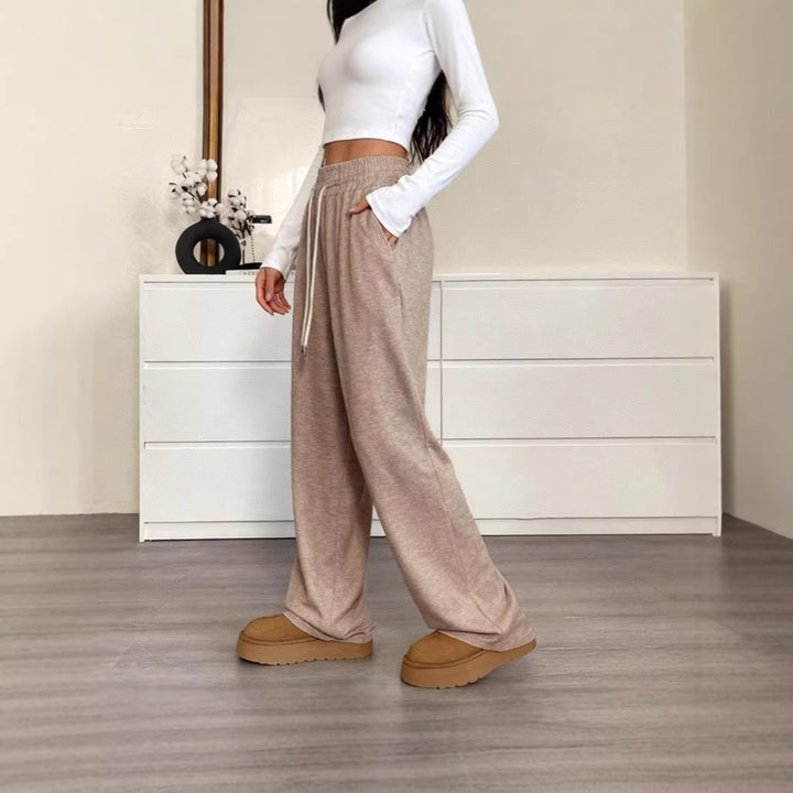 Women wide High-Waist lounge pants with elastic waistband and drawstring Mune Fashion