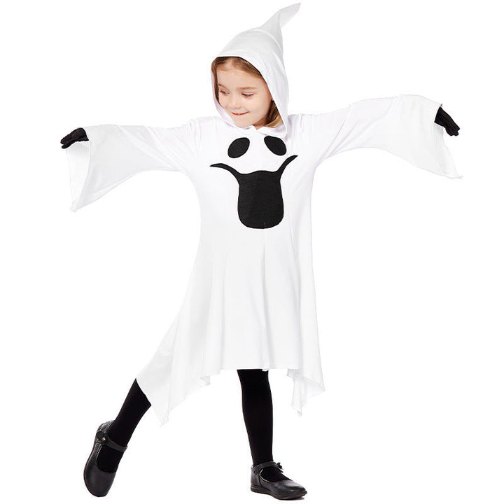 Ladies Ghost Costume with Hood and Wide Flared Sleeves Mune Fashion