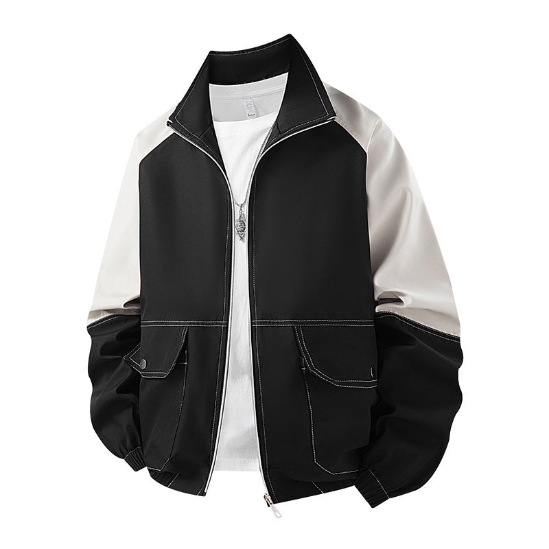 Herren Farbblock-Bomberjacke im Oversize-Utility-Stil mit kontrastreichen Nähten, Reißverschluss und Pattentaschen Mune Fashion