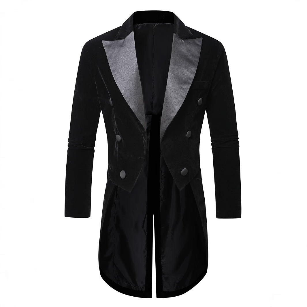 Men's Elegant Velvet Blazer with Modern Cut and Shiny Details Mune