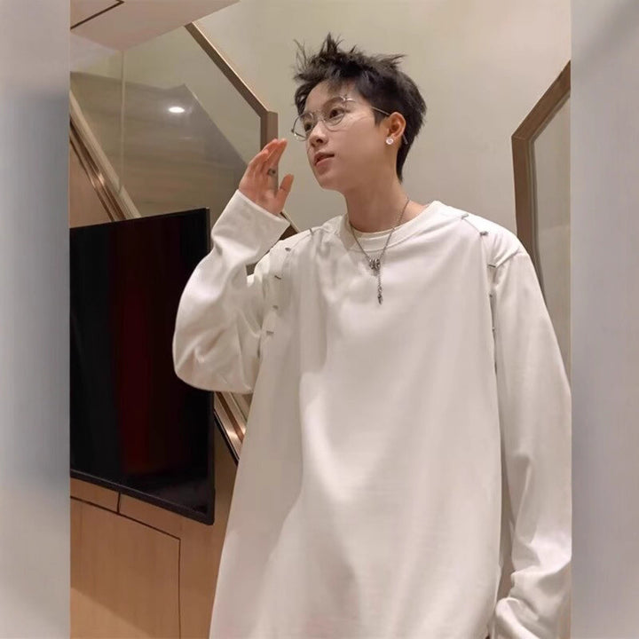 Men's Oversized Sweatshirt with Safety Pin Details and Drop Shoulder Drop