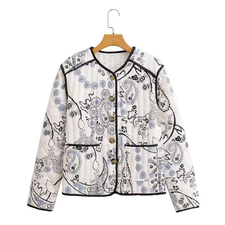 Women’s quilted jacket with ornamental embroidery and contrasting trim Mune Fashion