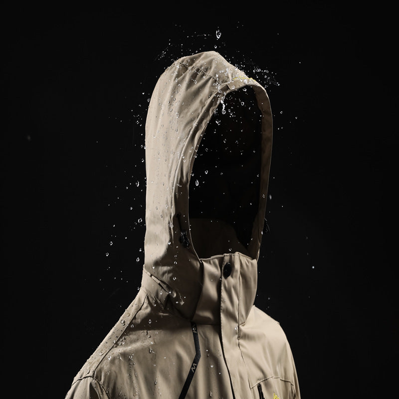 Men's two-layer waterproof outdoor jacket with fleece collar and hood Mune Fashion