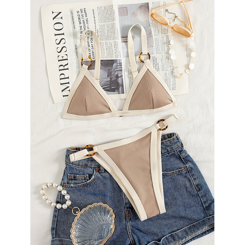 Women's triangle bikini with elegant straps and elaborate design Mune Fashion