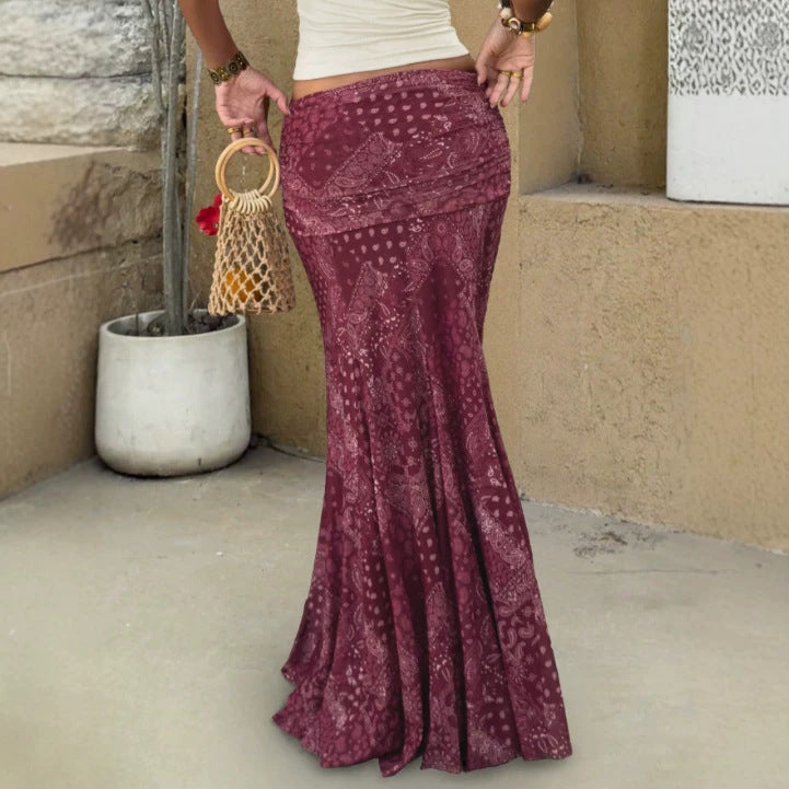 Women’s maxi skirt with gathered waistband and high-stretch mesh Mune Fashion