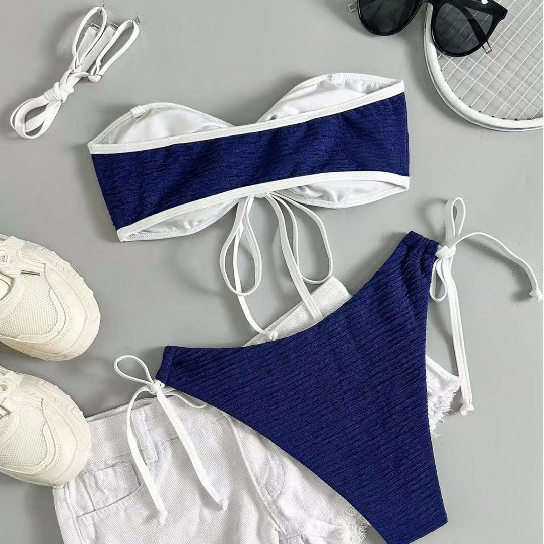 Women's bandeau bikini with playful gathering elements Mune Fashion