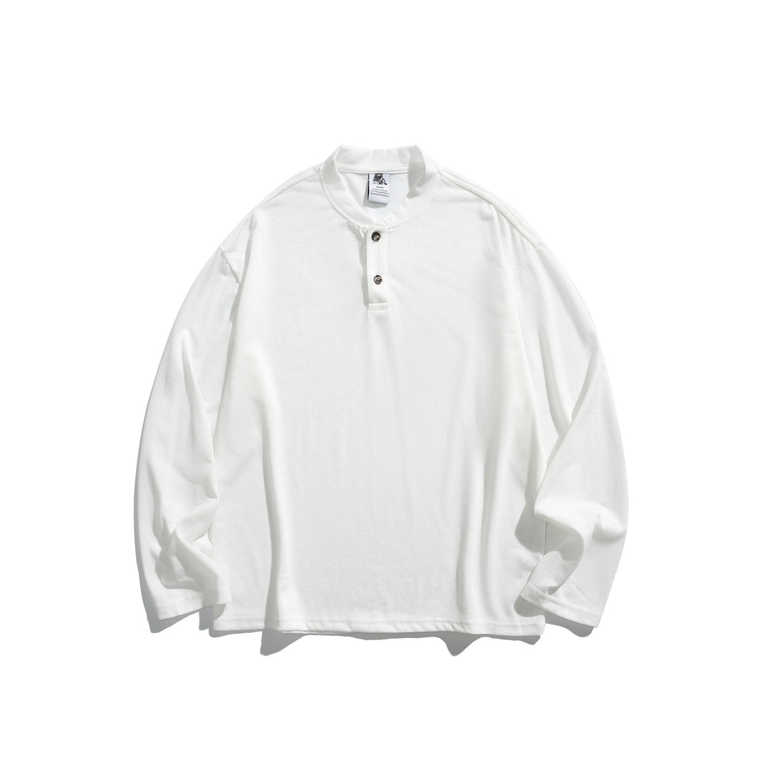 Unisex Long Sleeve Henley Shirt with Short Button Placket and Relaxed Fit Mune Fashion