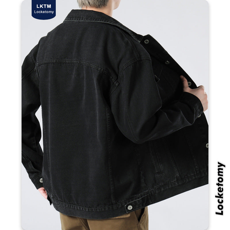 Men's Oversized Denim Jacket with Metal Button Placket and Chest Pockets Mune Fashion