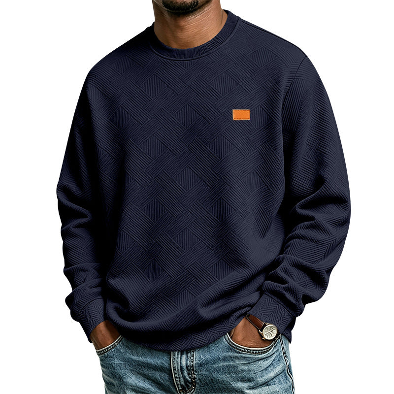 Men's textured crew neck sweatshirt made of fine knit with woven structure Mune Fashion