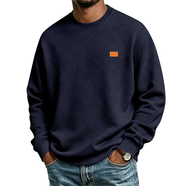 Men's textured crew neck sweatshirt made of fine knit with woven structure Mune Fashion