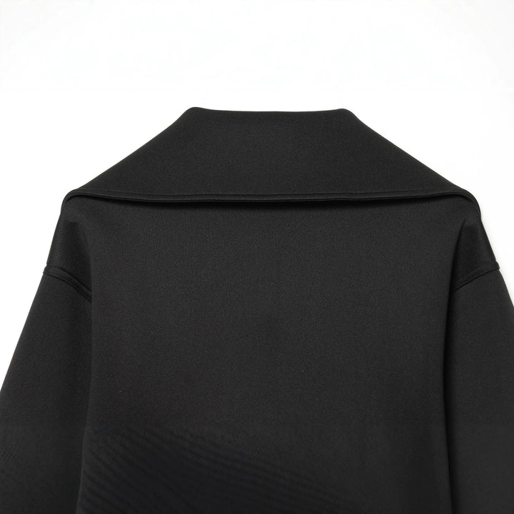 Women Cropped Boxy Jacket with Oversized Funnel Collar and Concealed Zipper Mune Fashion