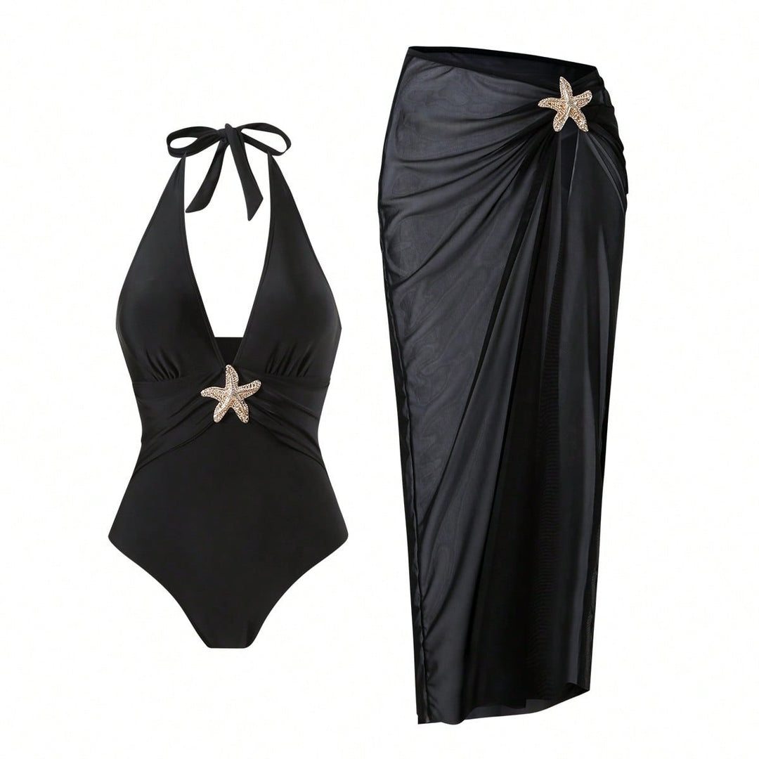Ladies Elegant Swimsuit with Versatile Wrap Skirt Mune Fashion