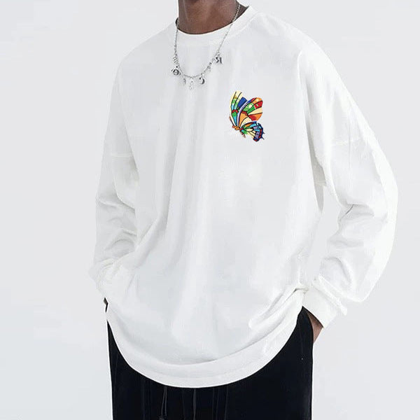 Men's Casual Oversized Sweatshirt with Colorful Butterfly Print Mune Fashion