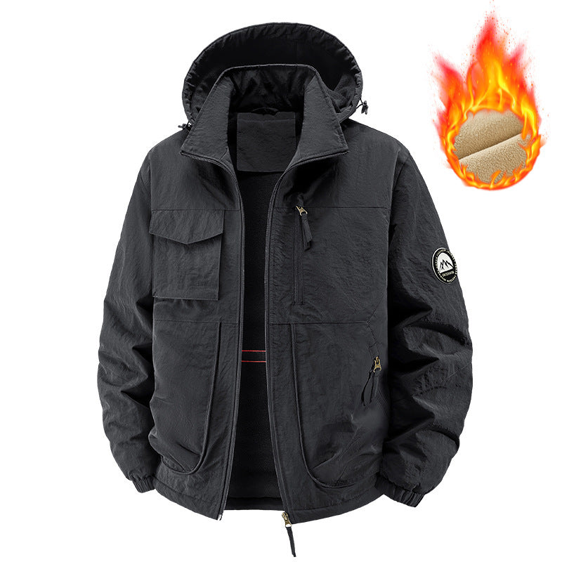 Men's Insulated Outdoor Jacket with Fleece Lining and Multifunctional Utility Pockets Mune Fashion