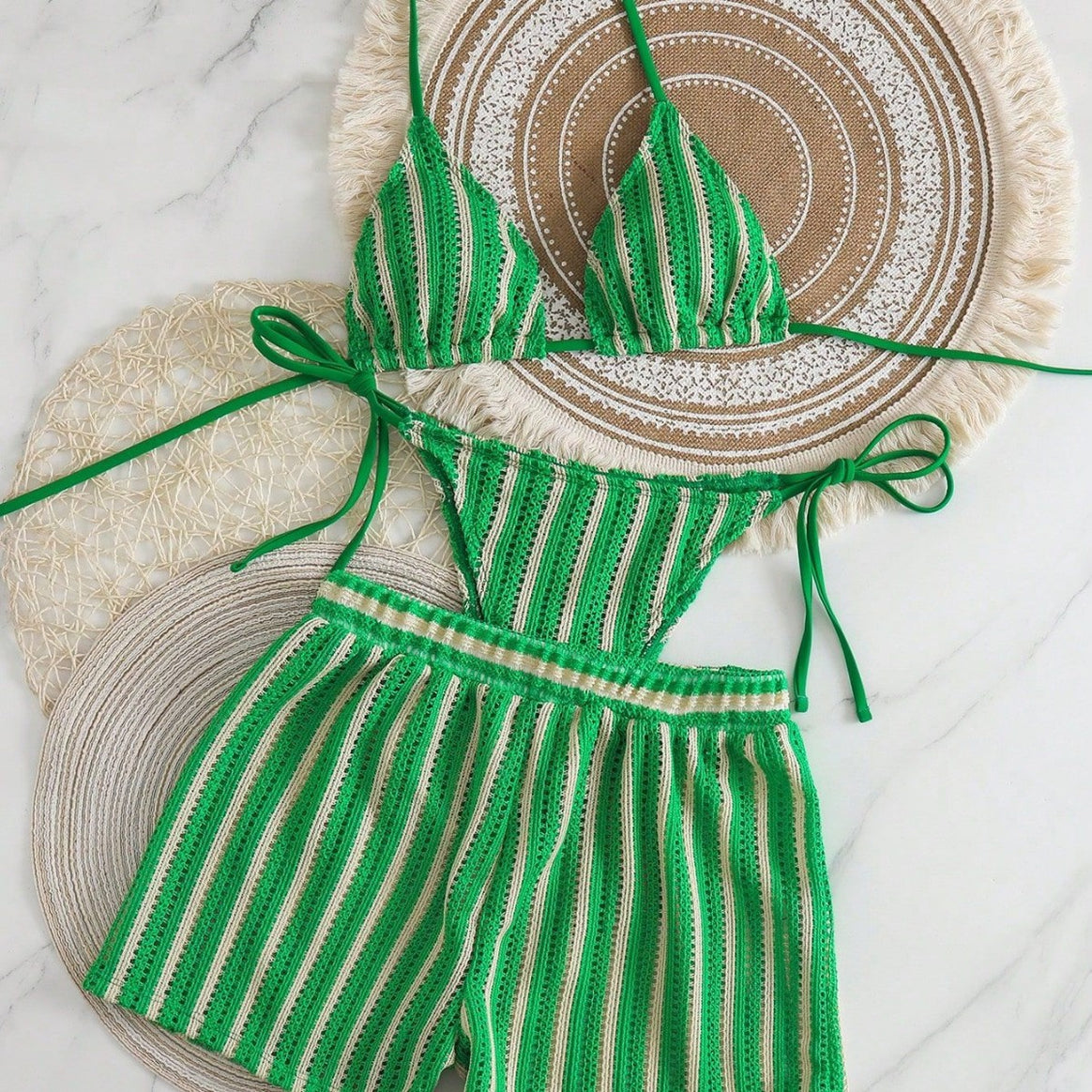 Women's bikini set with gathered top and high-waisted shorts Mune Fashion