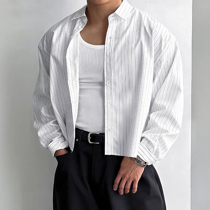 Men's striped cotton blend shirt with Kent collar and classic cuff Mune Fashion