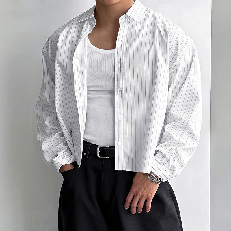 Men's striped cotton blend shirt with Kent collar and classic cuff Mune Fashion