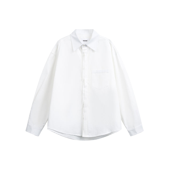 Men's Wide Oversized Cotton Shirt with Concealed Button Placket and Chest Pocket Mune Fashion