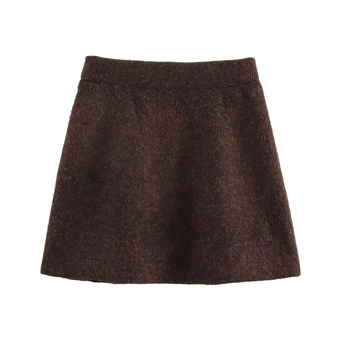 Women's A-line mini skirt made of wool blend with elastic comfort waistband Mune Fashion
