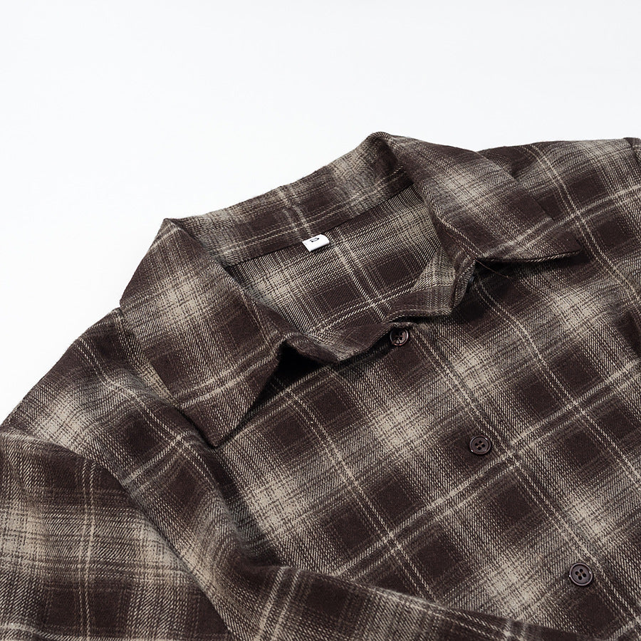 Women's Checked Cotton Shirt with Wrap Draping and Oversized Silhouette Mune Fashion