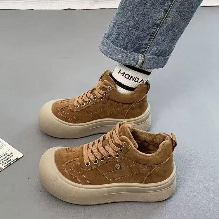Women's Chunky Sneakers with Soft Suede and Cushioning Sole Mune Fashion