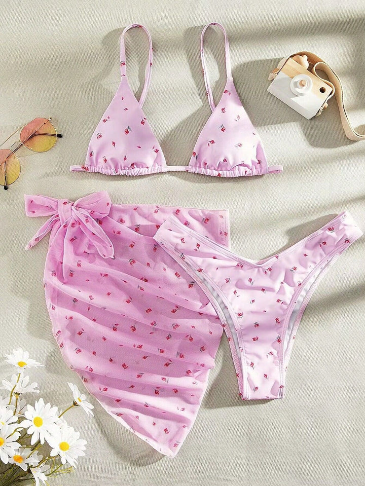 Women's Triangle Bikini with elegant Chiffon Overlay Mune Fashion