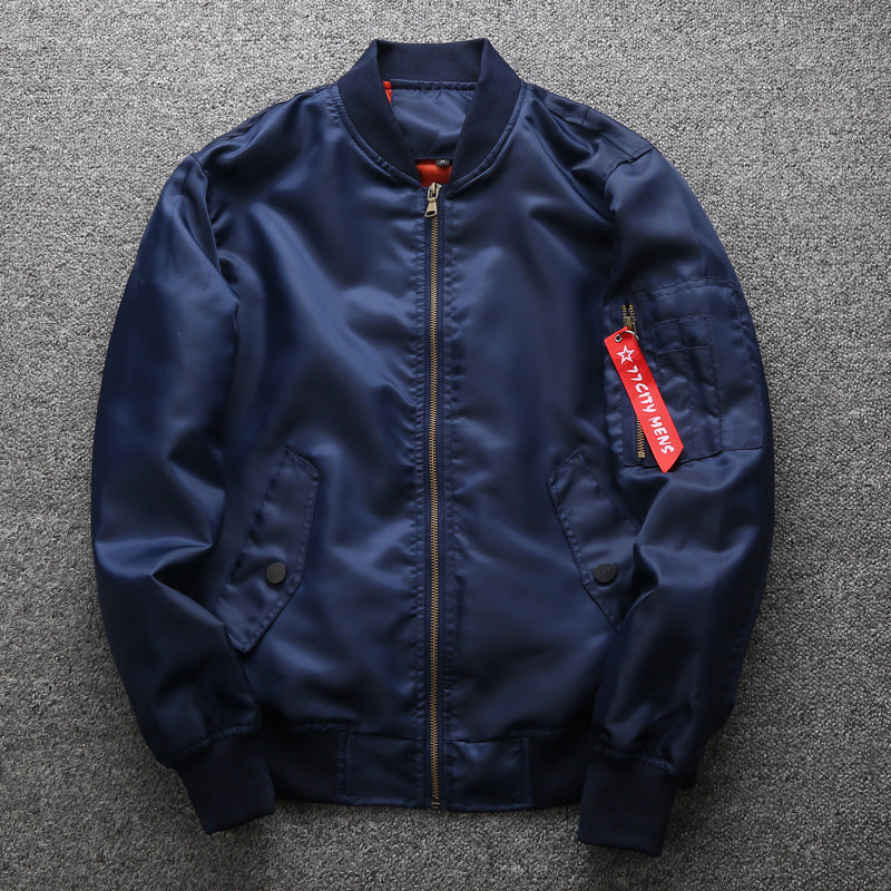 Men's Urban Nylon Bomber in Flight Look with Zipper Arm Pocket and Elastic Cuffs Mune Fashion