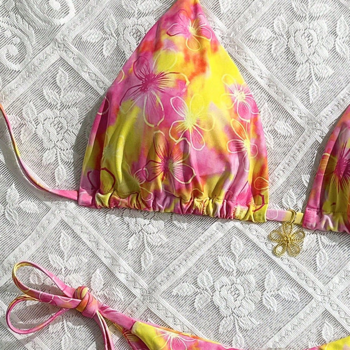 Women's triangle bikini with adjustable straps and colorful floral pattern Mune Fashion