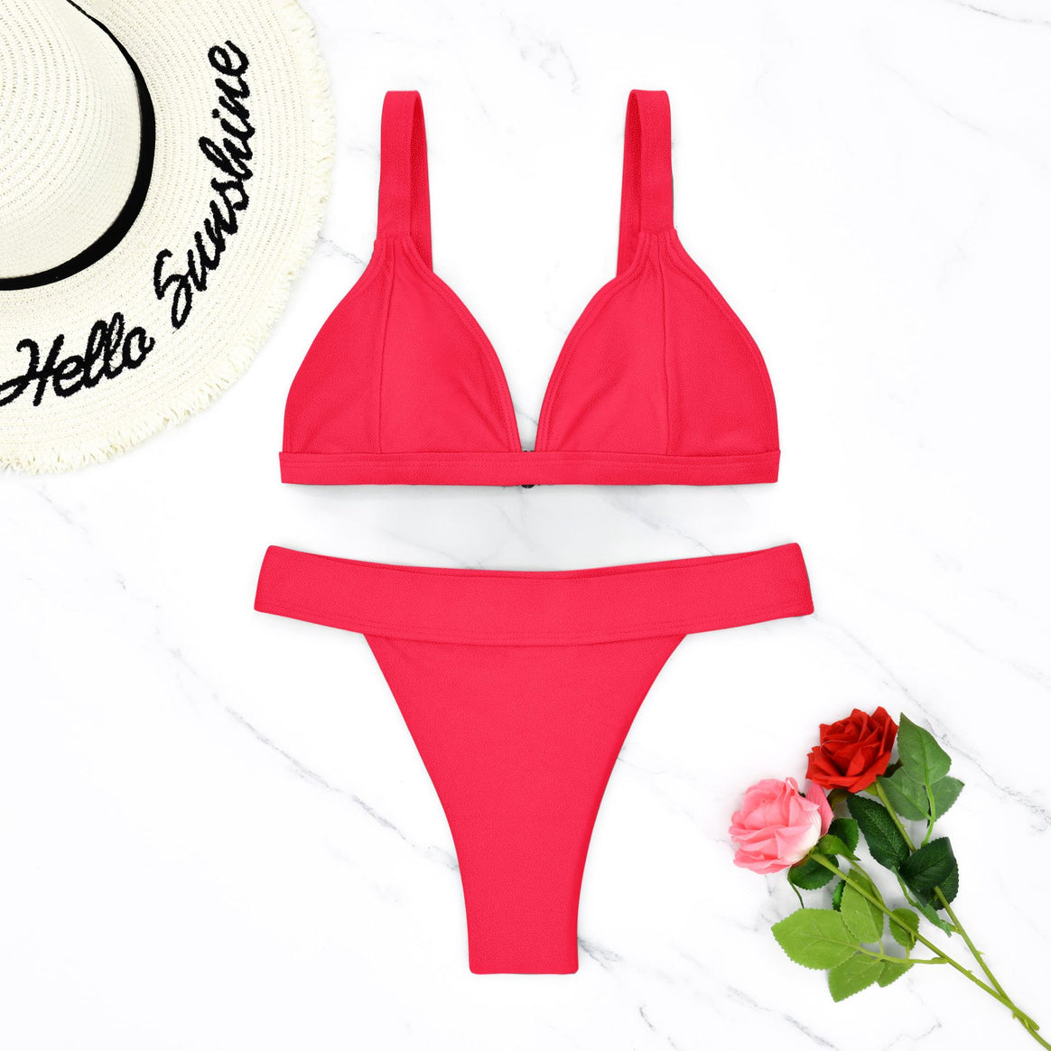Women's triangle bikini with floral pattern and adjustable straps Mune Fashion