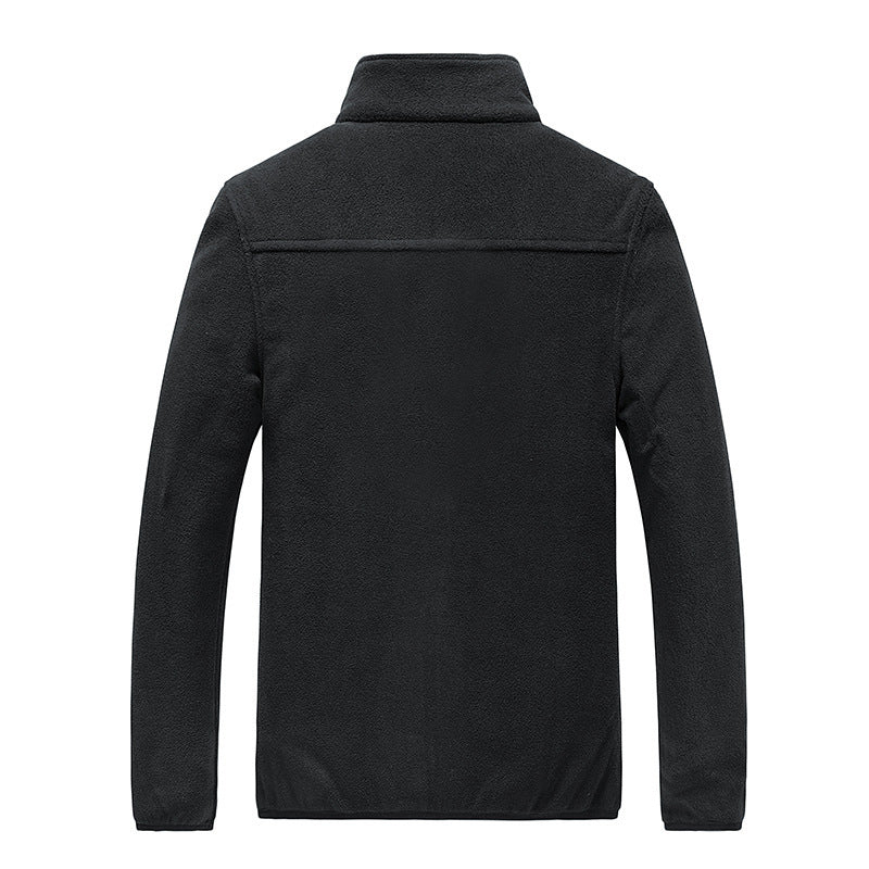 Men's fleece jacket with stand-up collar, full-length zipper and hidden pockets Mune Fashion