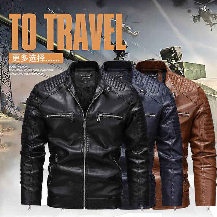 Men's Fashion Faux Leather Jacket with Zipper and Textured Accents Mune Fashion