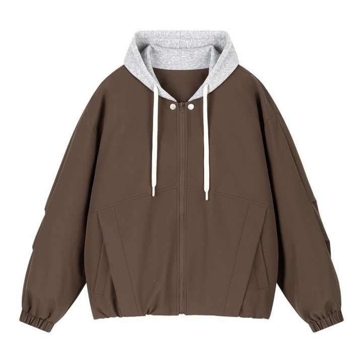 Unisex Oversize Hooded Zip Jacket with Contrasting Hood Lining and Elastic Hem Mune Fashion