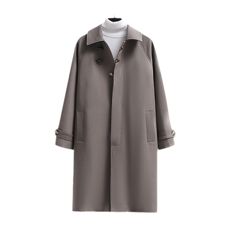 Women's Longline Coat with Toggle Closure and Raglan Sleeves Mune Fashion