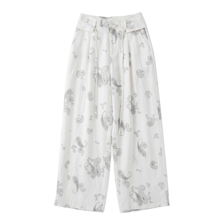 Damen Weite Leinenhose mit Paisleymuster Mune Fashion